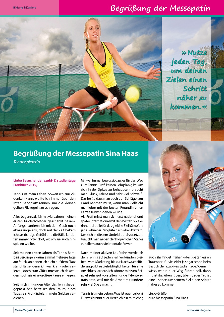 Messepate azubi- & studientage Frankfurt 2015 - Sina Haas Messepate azubi- & studientage Frankfurt 2015 - Sina Haas